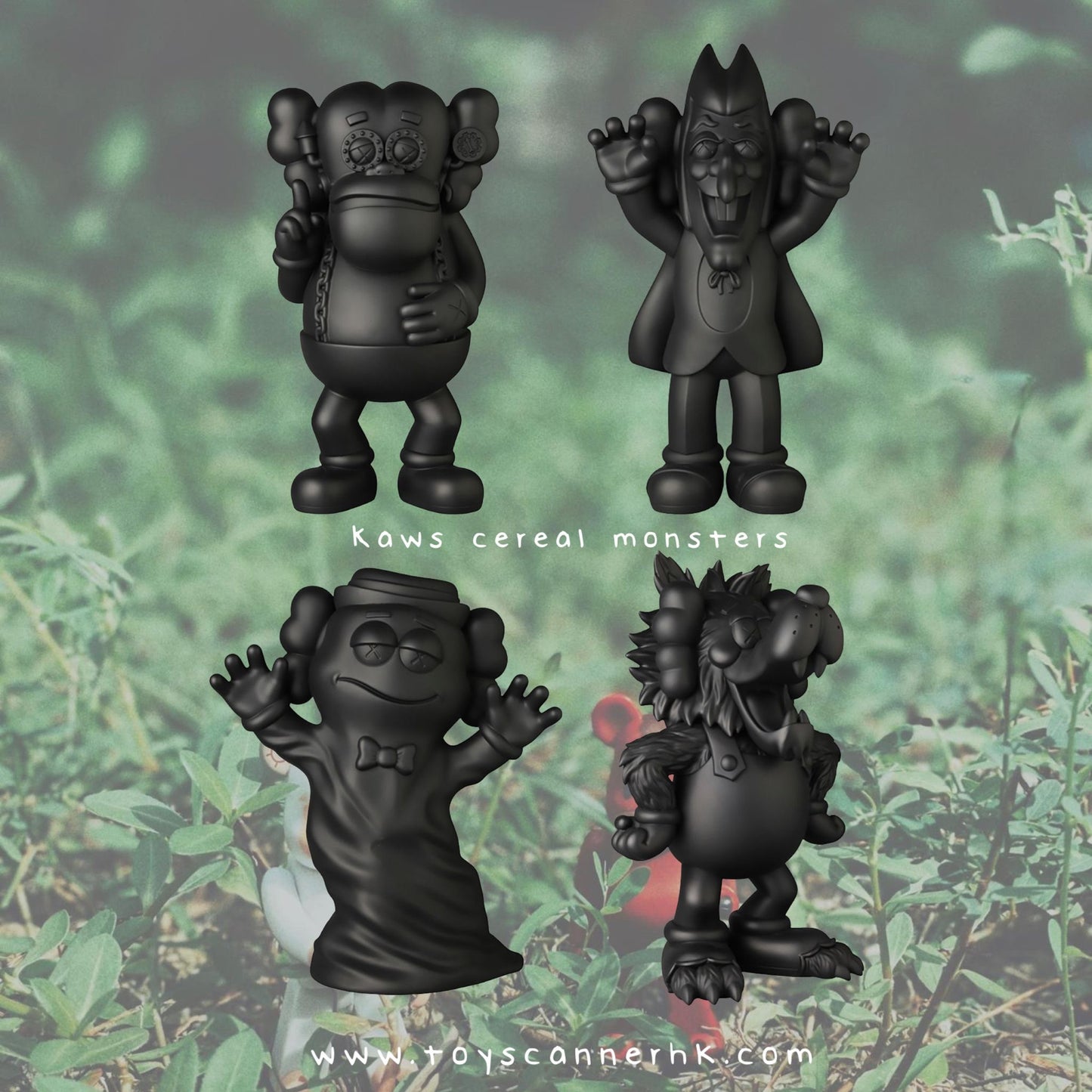 (Pre-order) KAWS - Cereal Monsters Set of 4 BLACK Ver. FRANKEN BERRY BLACK
COUNT CHOCULA BLACK
BOO BERRY BLACK
FRUTE BRUTE BLACK
