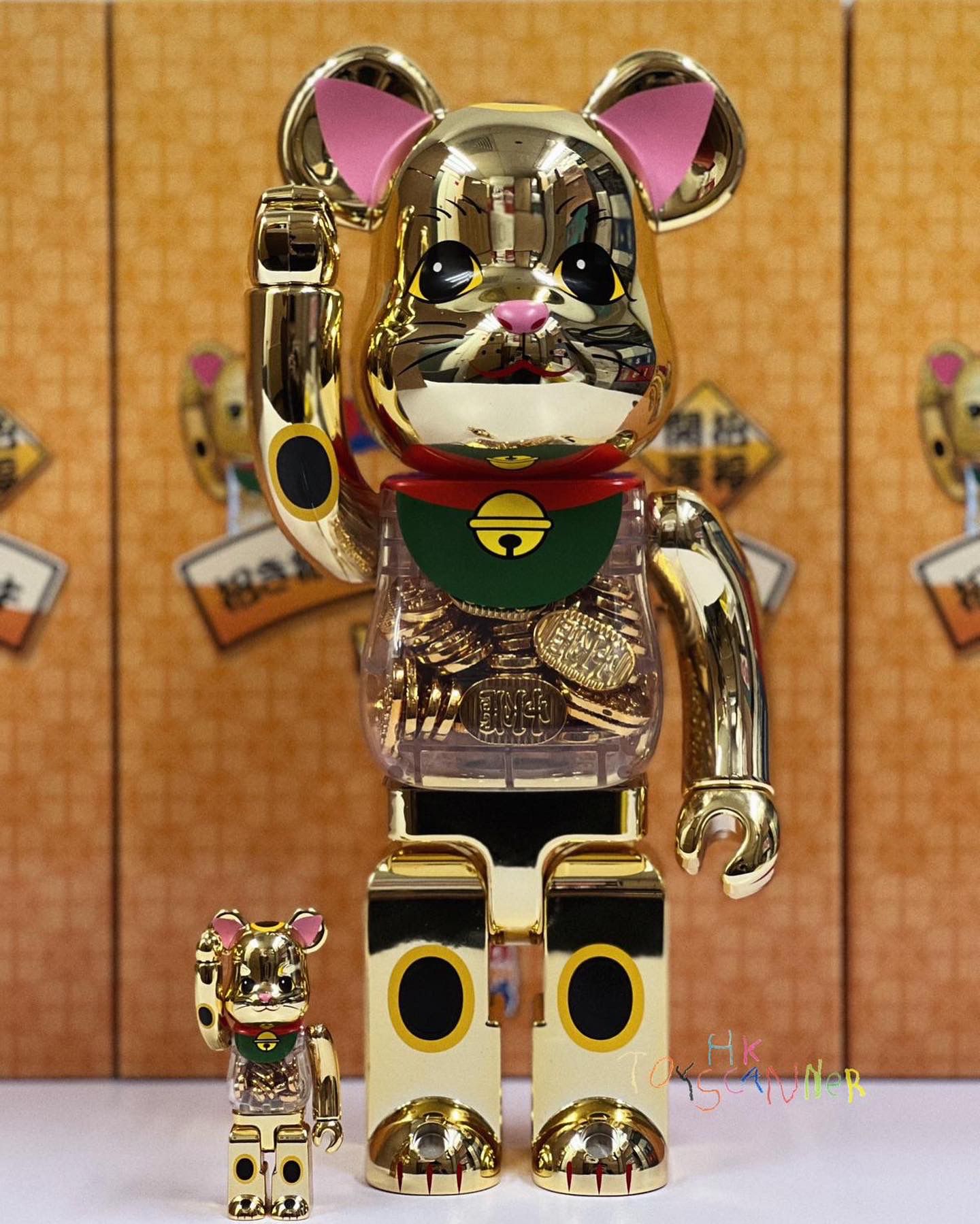 ベアブリックBE@RBRICK 招き猫 小判 白メッキ 100％ & 400％ - その他