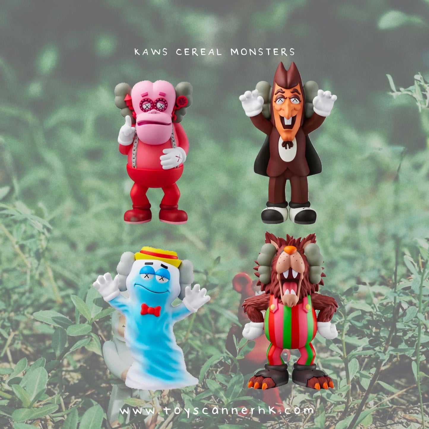 (Pre-order) KAWS - Cereal Monsters Set of 4 FRANKEN BERRY/COUNT CHOCULA/BOO BERRY/FRUTE BRUTE