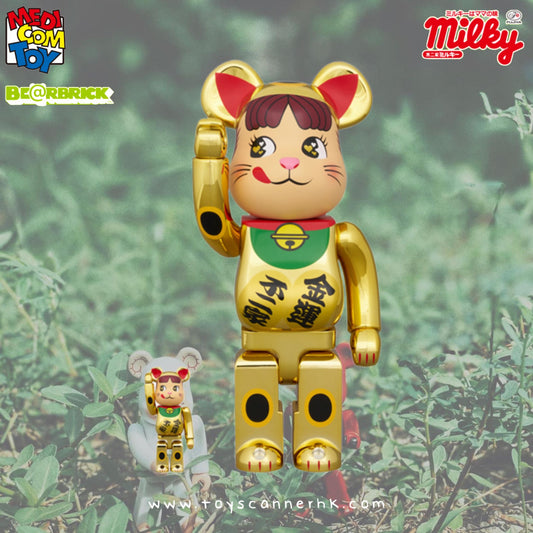 (Pre-order) BE@RBRICK 招き猫 ペコちゃん 金運 ダブル小判 金メッキ 100% & 400%